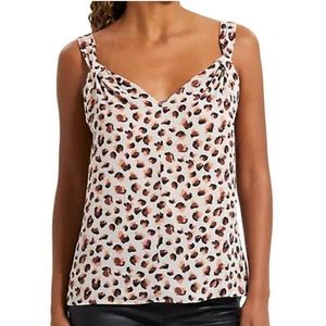 Theory Draped Leopard Silk Top MULTI LEO FLORA
